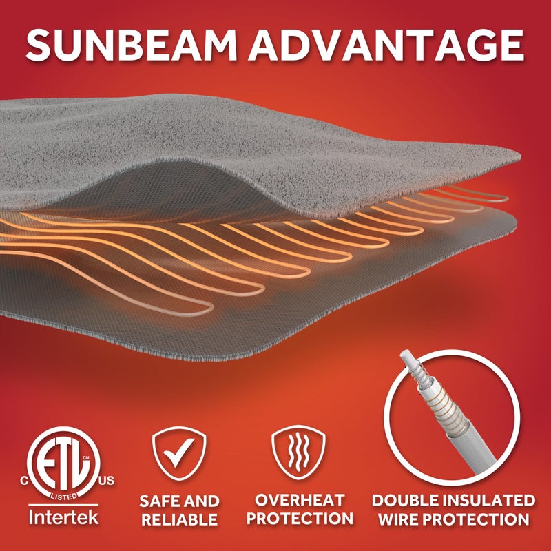 Sunbeam Electric Royal Posh Velvet Heated Blanket, 12 Heat Settings, 12-Hour Selectable Auto Shut-Off, Fast Heating, Warm and Lush, Champagne Color, Full, 84" x 72" - Image 5